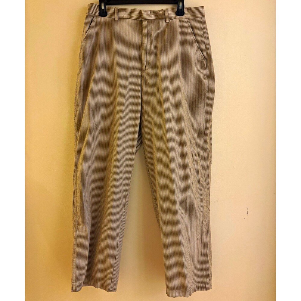 Bachrach Men's Seersucker Striped Casual Pants Flat Front Straight Leg 34